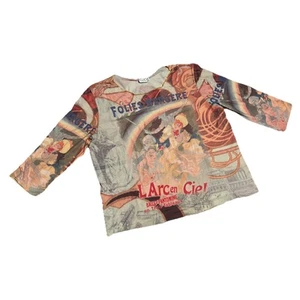 Vintage Clio II Women’s Top Long Sleeve All Over Folies Bergere French XL Music  - Picture 1 of 7