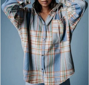 Day & Night M/L Barn Jacket Women's Plaid Flannel Chore Oversized Coat Shirt - Picture 1 of 9