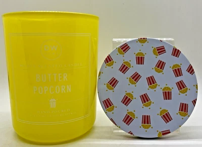 *EMPTY* DW Home Candle Popcorn Yellow Glass Tumbler Jar & Lid 15oz (Cleaned Out) - Image 1 of 3