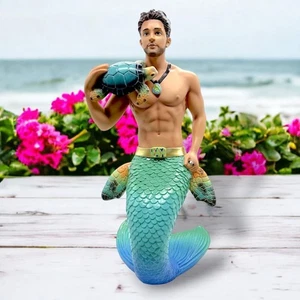 December Diamonds Turtle Time Merman Large Tabletop Display Statue 19 Inch New - Picture 1 of 1