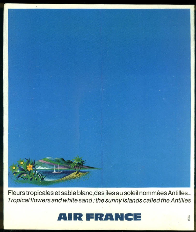Carpeta de mapa de ruta de Air France Antillas y rutas mundiales ca 1970s Foto 1 de 1