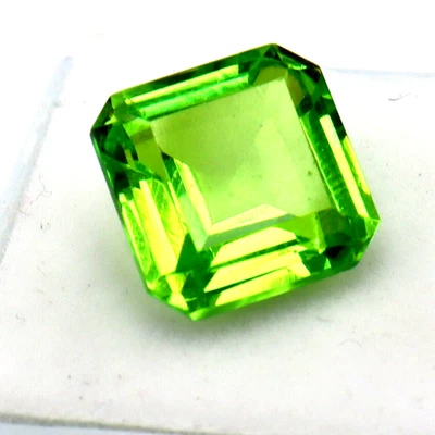 10 Ct Peridot Gemstone Green Color Radiant Shape Certified Loose Gemstone - Image 1 of 4