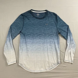 Hollister Herren Langarm ombre blau weiß Rundhalsausschnitt Hemd Small Freizeit Küste - Bild 1 von 5