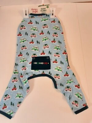New Merry & Bright M Dog Christmas Pajamas "Ho Ho Ho" Cars Christmas Trees - Image 1 of 4