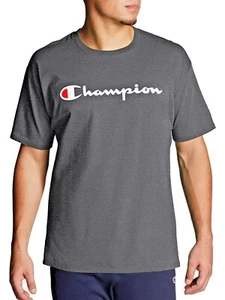 Champion Men's Script Logo Classic Graphic Jersey Tee, Granite Heather, Medium - Imagen 1 de 4