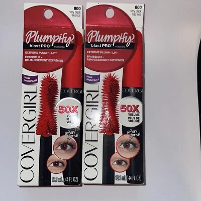 2 mascara lot Covergirl  Plumpify blast Pro Mascara 800 Very Black discontinued - Image 1 of 2