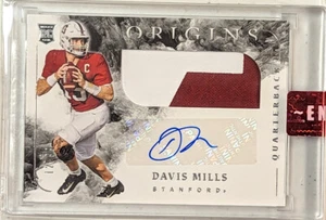 Tarjeta de parche de novato autografiada por Davis Mills 2021 Panini Chronicles Origins sellada - Imagen 1 de 2