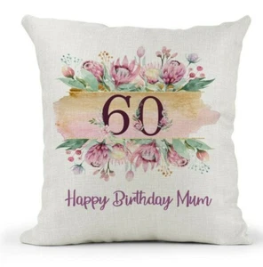 Personalised Birthday Cushion.Pink & Gold Floral Frame.40th 50th 60th 70th 80th - Picture 1 of 5