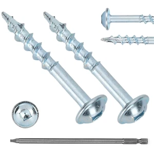 Pocket Hole Screws #8X1-1/4 Zinc, Coarse Thread Wood Screws 100Pcs, Washer Head - Picture 1 of 12