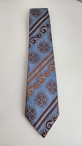 Vintage 1970s Blue Geometric Pattern Andre Jacques Polyester Tie Made in Britain - Picture 1 of 3