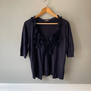 Phase Eight Strickjacke Strick Große L Strick dunkelblau Rüschen Strick zum Binden Seide - Bild 1 von 6