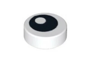 LEGO NEW White Tile, Round 1 x 1 with Black Eye with Pupil Pattern - QTY 10 - Picture 1 of 1