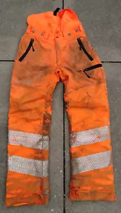 TREEHOG Hi Vis Orange Chainsaw Trousers Class 1 Design C. M 32-35W 31L. THHV1670 - Picture 1 of 17