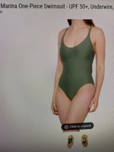 $100 NWT prAna Womens Marina One Piece Swimsuit 38 Size 12 Large Green UPF 50+ - Picture 1 of 9