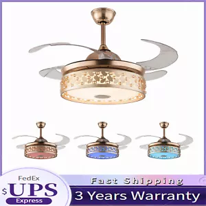 42 Inch Retractable Invisible Ceiling Fan with Light and Bluetooth Speaker - Picture 1 of 11