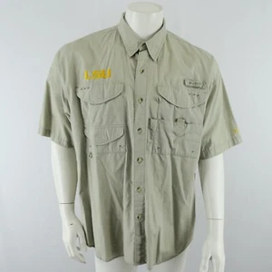 Columbia PFG LSU Tigers Vented Fishing Shirt Mens Medium Khaki Tan - Picture 1 of 10