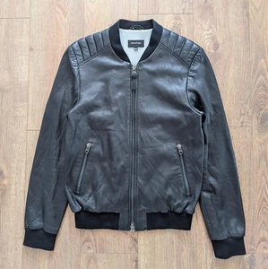 MACKAGE Montreal Leather Men's Bomber Jacket Size S 38 Black Luxury Clothing - Picture 1 of 24