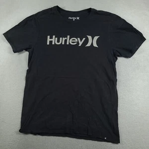 Hurley Shirt Spellout Tee Logo Short Sleeve Size M Black Cotton Faded - Picture 1 of 10