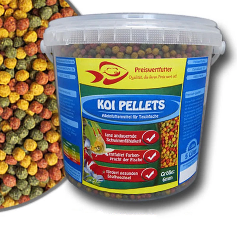 Teich Granulate 6mm Koi Pellets 5 Liter Eimer 1,8 kg Fischfutter Koifutter