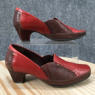 Zapatos K By Clarks para mujer 7 mocasines rojos sin cordones informales cómodos tachonados tacones en bloque Foto 1 de 4