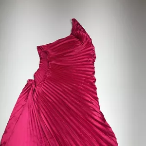 NEW Pink Pleated One Shoulder Cut Out Asymmetrical Elegant Dress Womens Medium - Picture 1 of 10