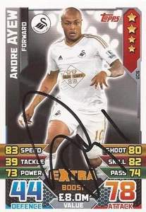 ANDRE AYEW SIGNED SWANSEA 2015/2016 MATCH ATTAX 'EXTRA' TRADING CARD+COA - Picture 1 of 1