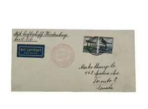 Vintage 1936 Zeppelin Hindenburg Airmail Cover Germany to Canada - Picture 1 of 2