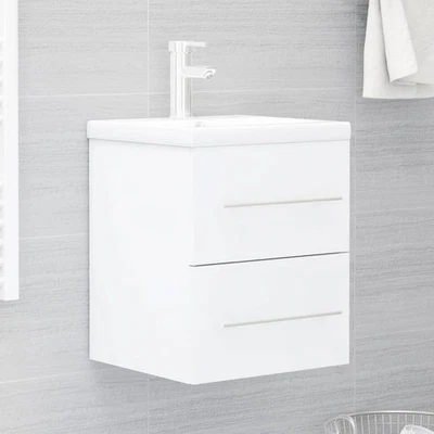 Mueble Fregadero Blanco Madera Ingeniería 41x38,5x48 cm 1 Cajón Toalla Manija Baño Foto 1 de 4