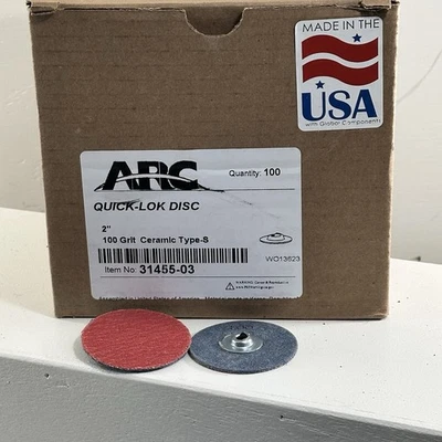 Lot Of New 100 ARC 2” 100 Grit Ceramic Quick lok Sanding Disc WO13623 31455-03 - Image 1 of 4