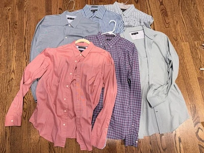 Banana Republic Men’s Dress Shirt Large Check Solids Lot 6 Shirts Button Up Long - Image 1 of 4