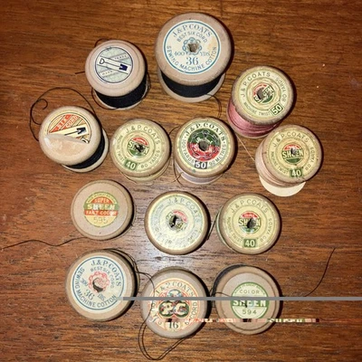 Vintage Thread Reels J D Coats Job Lot Various Ages & Colours Sewing Craft - Image 1 of 3