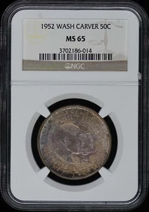 WASHINGTON-CARVER 1952 Silver Commemorative 50C NGC MS65 - Picture 1 of 2