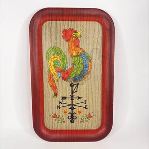 Bandeja de gallo de metal vintage veleta retro arte popular granja campo rojo - Imagen 1 de 11