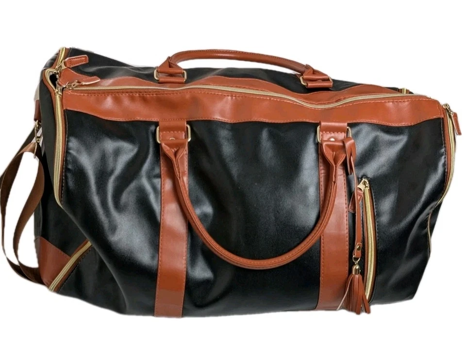 Трансформируемый путешествий одежды спортивная сумка черный коричневый искусственной кожи ручная кладь... - Изображение 1 из 4