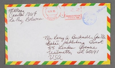 MayfairStamps Bolivia 1985 La Paz Metered to Wilmette IL Cover aau_44853 - Image 1 of 2