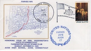 GEN. WASHINGTON'S VISITS TO CT, AVON, CT, 1976 FDC19905 - Imagen 1 de 2