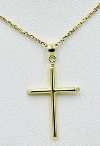 Solid 14k Polished Yellow Gold Cross Pendant W Box (From Italy) 772-5014 - Picture 1 of 6