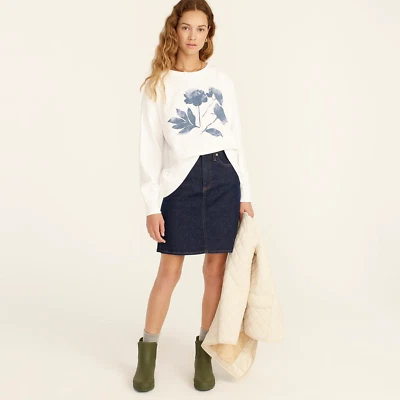 J. Moletom Crew Feminino University Terry Crewneck Gráfico de Tinta Floral NOVO M - Imagem 1 de 4