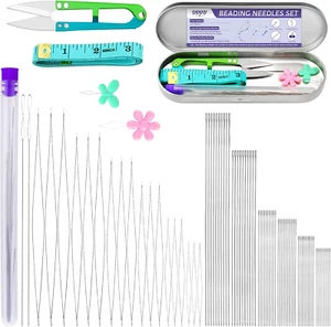 86 Pcs Beading Needles Set,6 Sizes Big Eye Seed Bead Needles,Long Straight Beadi - Picture 1 of 11