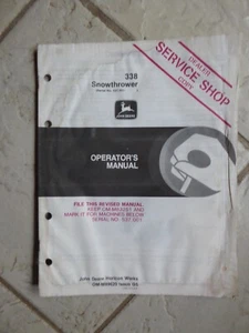 Original JD John Deere 338 Snowthrower Operator's Manual G5 Dealer Service Copy - Picture 1 of 3
