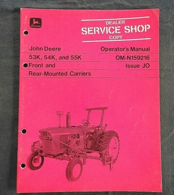 1970 JOHN DEERE "53K 54K 55K FRONT & REAR MOUNTED CARRIERS" OPERATORS MANUAL - Image 1 of 4