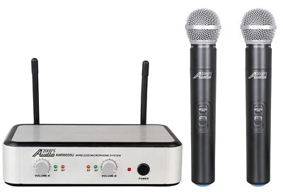 Audio2000'S S6035 UHF Dual Handheld Wireless Microphone System Musicians, DJ-NEW - Image 1 of 3