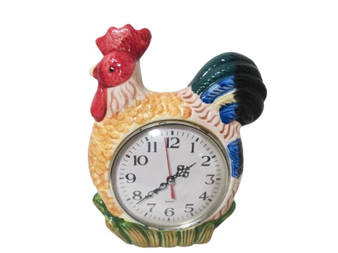 Porcelain Ceramic Battery Operated Rooster Wall Clock 10.5"T Tested Cover