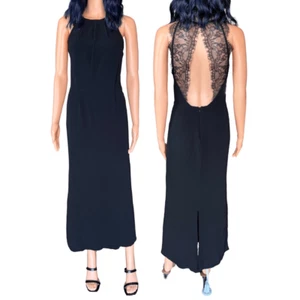 Samsoe Samsoe Black Willow Long Lace Open Back Dress Size Small Gown Formal - Picture 1 of 7