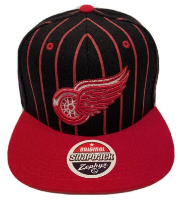 Zephyr NHL Detroit Red Wings “Pinstripe” Flat Bill SnapBack Hat NEW WITH TAGS - Image 1 of 4