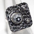 925 Silver Plated-Italian Murano Glass Ethnic Ring Jewelry US Size-5.5 AU m587