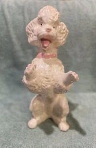 Pre Owned White Large Glazed Standing Begging Poodle Engraved TF - Picture 1 of 5
