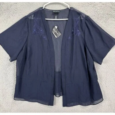 Maggie Barnes Shirt Womens 22W Plus Blue Open Blouse Top Cardigan Ladies NEW - Image 1 of 4