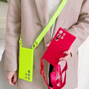 Crossbody Necklace Strap Lanyard Soft Phone Case For Samsung S24 Ultra S23 Cover - Picture 1 of 26