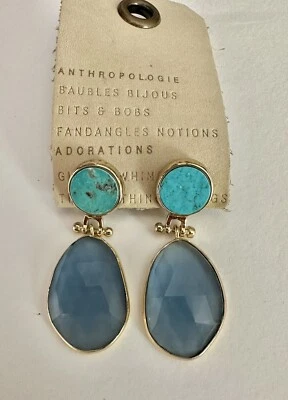 Pendientes de piedra Anthropologie azul/turquesa  Foto 1 de 3